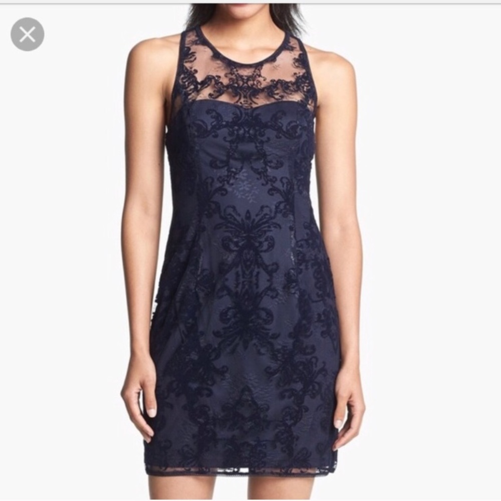 Adrianna Pappel Flocked velvet lace dress Sz 2